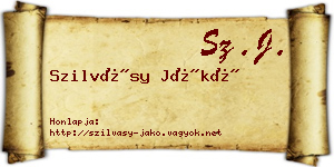 Szilvásy Jákó névjegykártya
